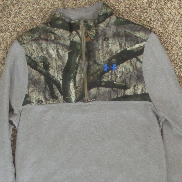 Under Armour Sweatshirt Men's Medium Gray Camo Caliber 1/4 Zip Fleece Pullover‎ - Picture 3 of 6